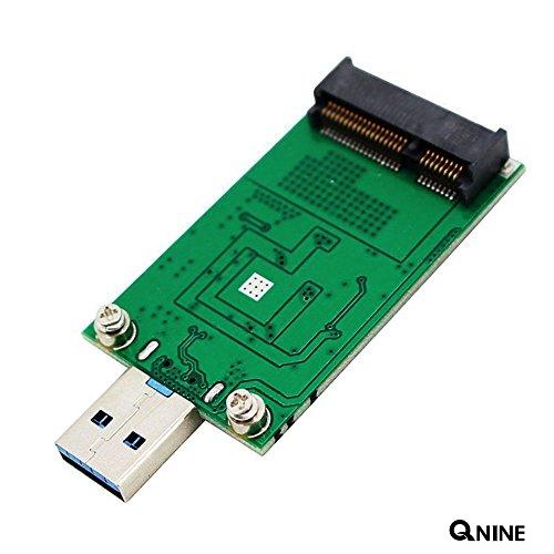 QNINE mSATA SSD Adapter To USB 3.0, Mini SATA Use as Portable Flash Drive / External Hard Drive, 50mm Mini PCIe Solid State Drive Reader Converter (No Cable Needed)