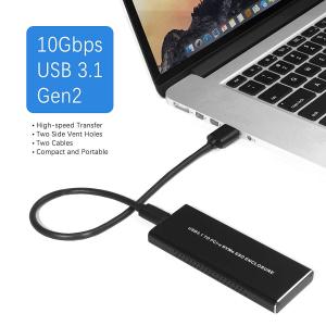 QNINE NVME SSD Enclosure, M.2 NVME to USB C Adapter with Case, Based on USB 3.1 Gen 2 (10 Gbps) to PCIe Gen 3 x2 Bridge Chip, Included 2 USB Cables, Fit for Samsung 960/970 EVO/PRO WD Black NVME SSD