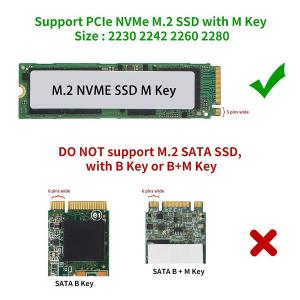 QNINE NVME Adapter PCIe x16 with Heat Sink, M.2 SSD Key M to PCI Express Expansion Card, Support PCIe x4 x8 x16 Slot, Support 2230 2242 2260 2280, Compatible for Windows XP / 7/8 / 10