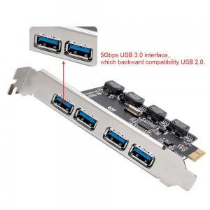 QNINE PCIe to USB 3.0 Adapter, 5Gbps Superspeed 4 Ports USB 3.0 Expansion Card for Windows Server/XP/7/8/10, Build in Self-Powered Technology, No Need Additional Power Supply
